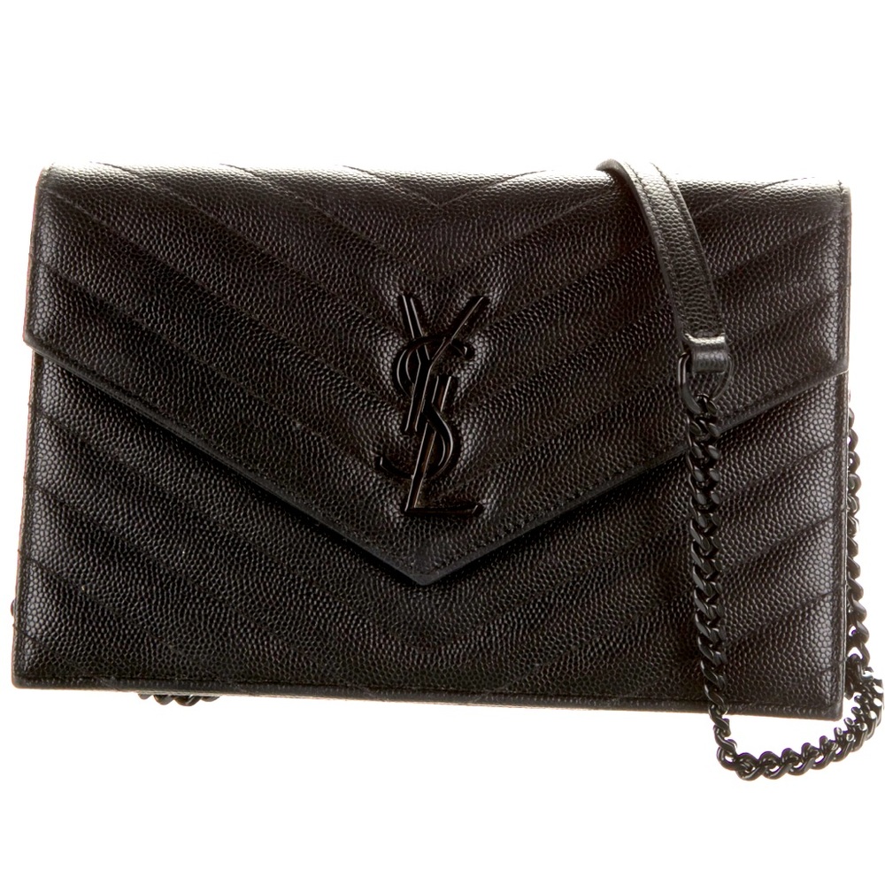 Ysl Matelass Envelope Monogram Chain Wallet Gem